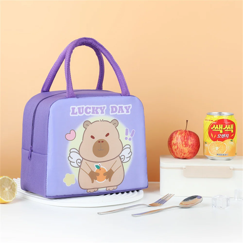 

Cartoon Capybara Lunch Bag Children Portable Thermal Insulation Bento Box Bags Food Container Handbags for School Office