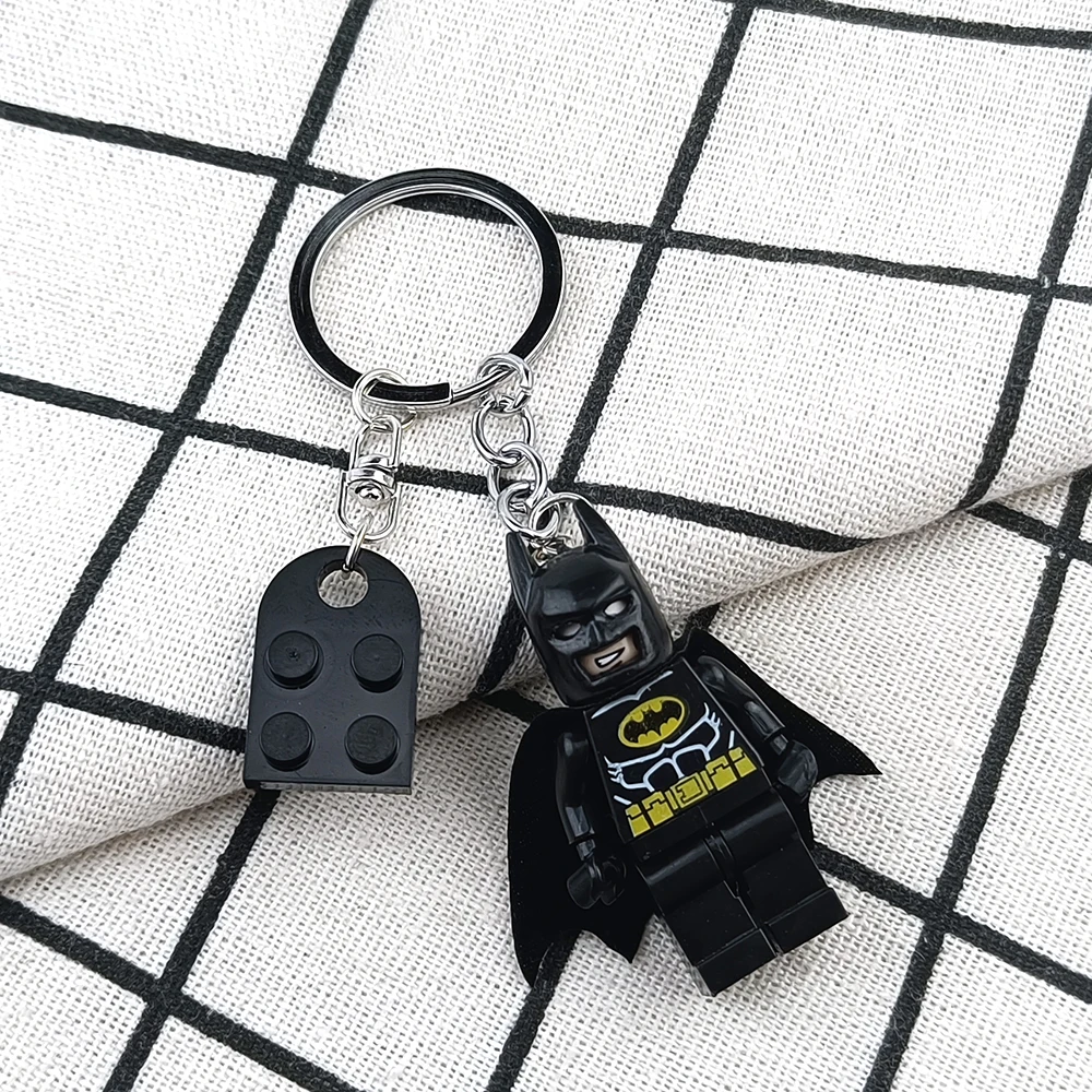 2개 수제 아름다운 3D 요정 별 핑크 블랙 박쥐 열쇠고리 하트 빌딩 블록 키링 배낭 펜던트 커플 크리스마스 선물
