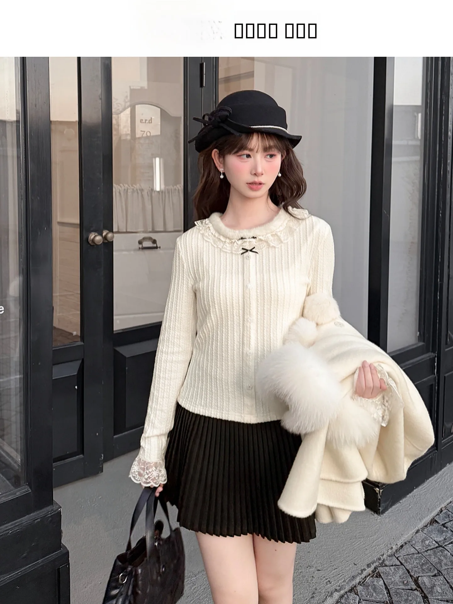 

Sweet Sle Long Sve round Ne T-irt Women's New Match All over Print High Waist Winter Faion Casual Cotton Blend Top