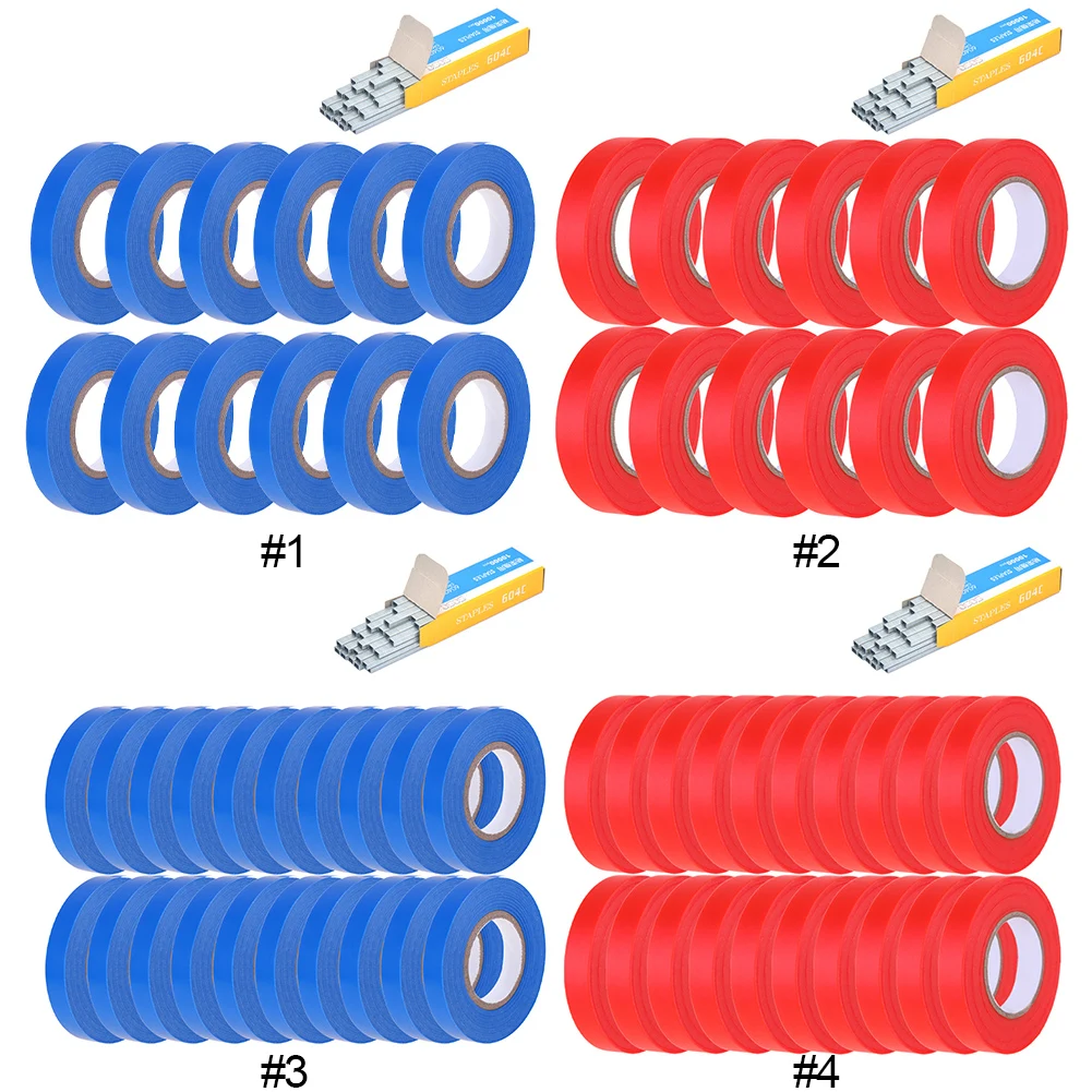 12/20pcs Tying Binding Tie Tape with 1 Box Staple Plastic Garden Tape Plant Tying Machine Tape Tool for Garden Plant Vine Tie