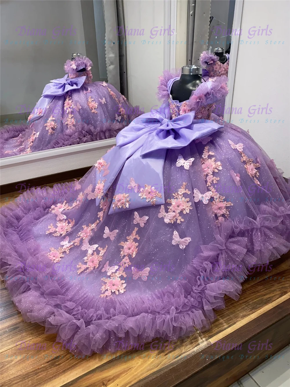 

Quality Luxury Purple Tulle Fluffy Flower Girl Dress Exquisite Applique For Girls Wedding Ball Dresses Kids Birthday Party Gowns