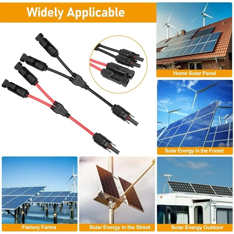 LEADER 1000/1500V Connector Y-type Three-way Solar Photovoltaic Panel Parallel Waterproof 2 To 1 Adapter Red and Black Wire 2Y