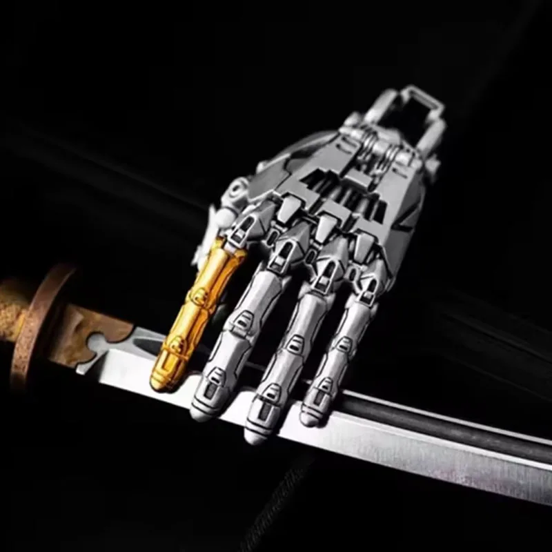 New 5cm Robot Hand Collectible Mechanical Bionic Hand With Chain Movable Finger Joints Hand Charm Display Gifts Pendant Ornament - view 6