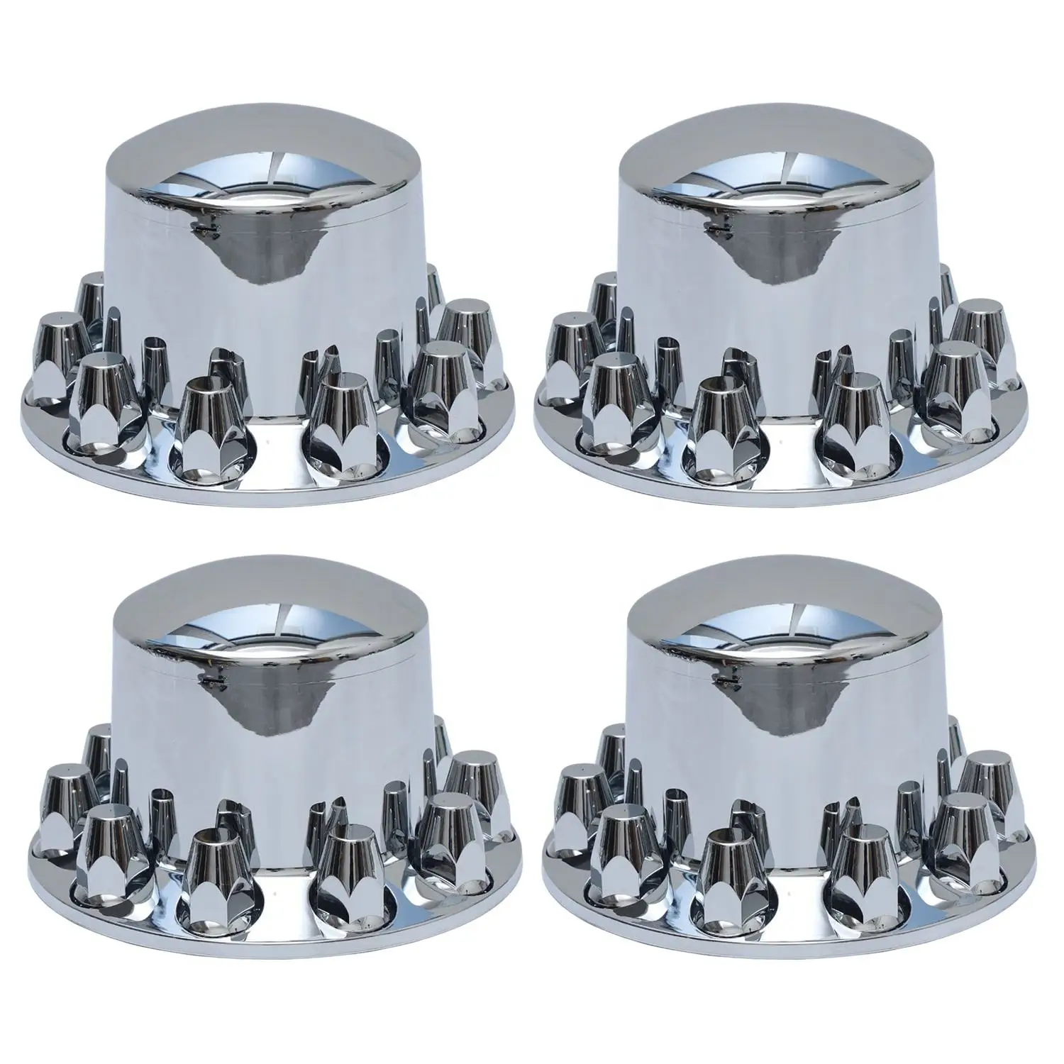 New 40-Piece Chrome ABS Truck Wheel Hub Cover Kit 33mm Thread Axle Covers with Lug Nut Covers for Semi Trucks
