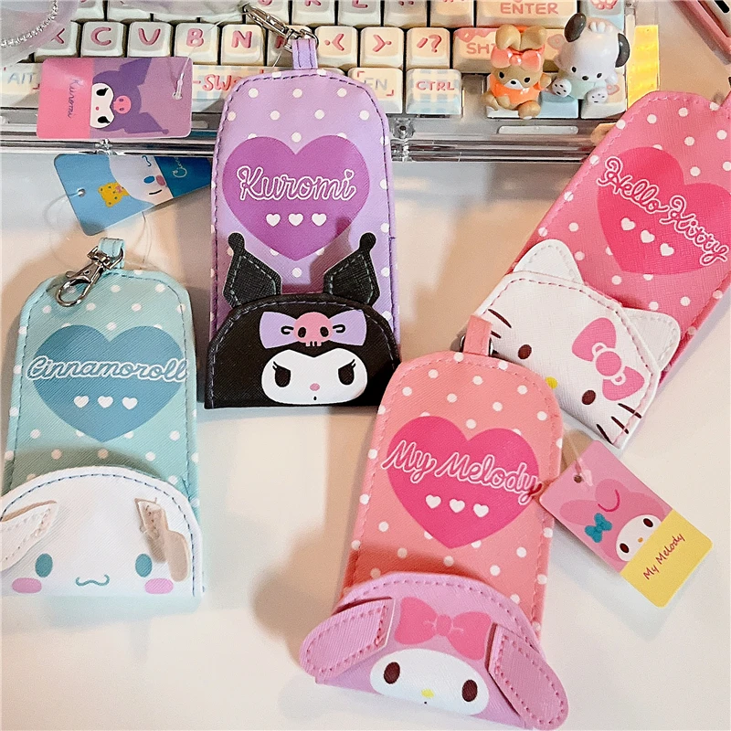 Sanrio Pu Portable Cute Key Retractable Kuromi Mymelody Cinnamoroll Cartoon Car Key Storage Bag Kawaii Anime Plush Toy Gift