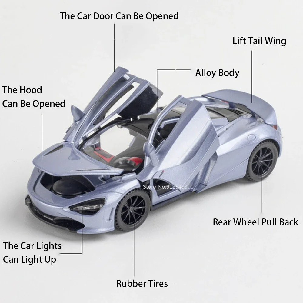 1:32 Bilancia 765LT 720S Giocattolo Modello di Auto In Lega Pressofusa Tirare Indietro Suono Luce Modelli di Veicoli Giocattoli per I Ragazzi Collezione Regalo Di Compleanno