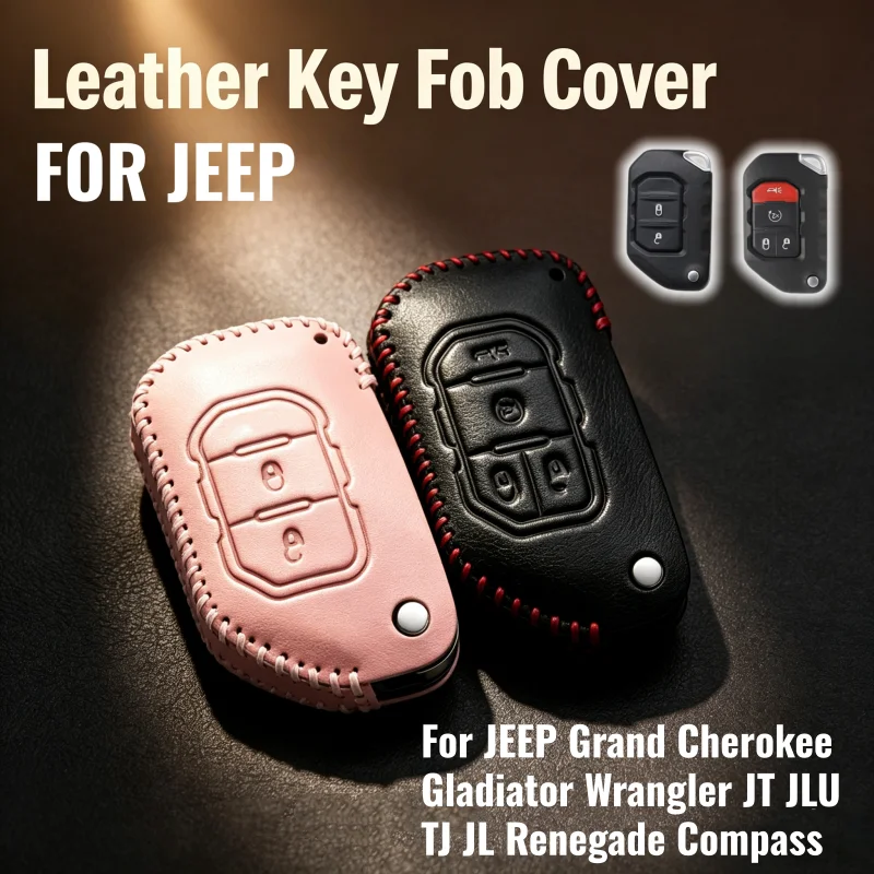 2 4Buttons For JEEP Grand Cherokee Gladiator Wrangler JT JLU TJ JL Renegade Compass Key Case Shell Cover Holder Keychain Keyless