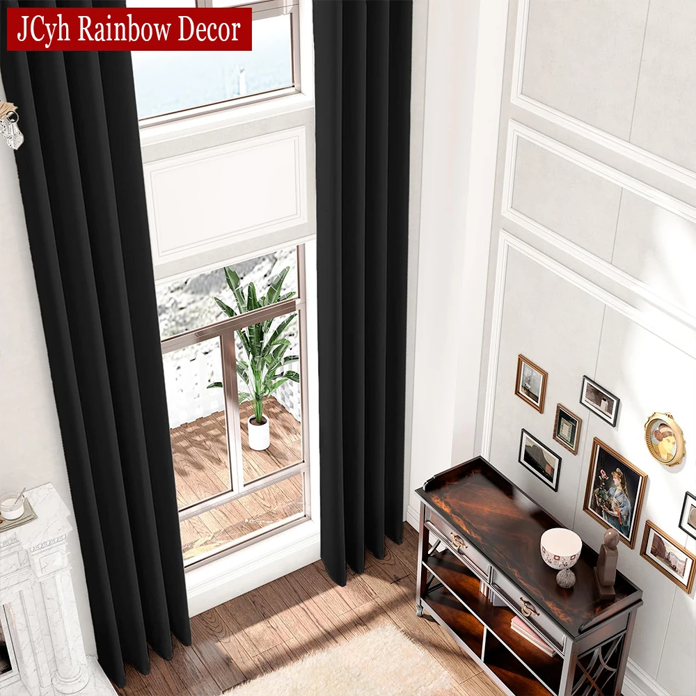 Hall Extra Long Blackout Curtains for Living Room Dining Rooms Elegant Soild Blinds Curtain for Windows Rings Drapes Super High