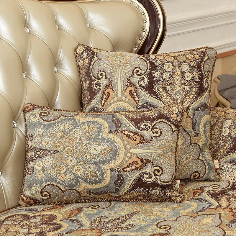 

European Style Sofa Backrest Pillow with Core High End Luxury Living Room American Large Pillow Bed Head Backrest Waist Pillow