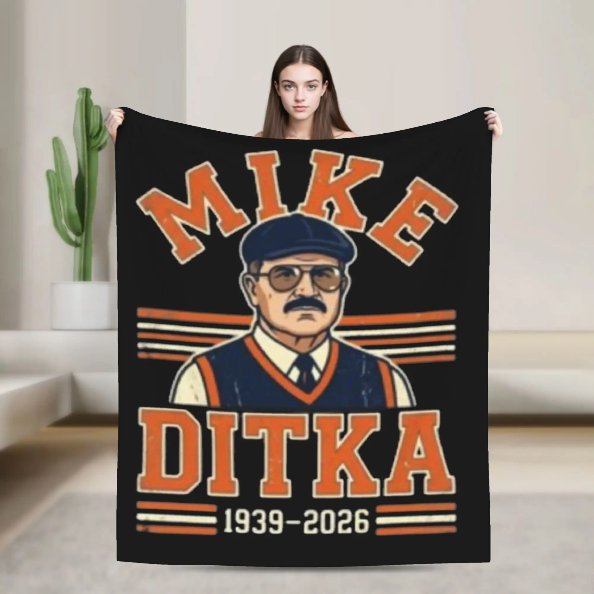 Mike Ditka Football Legend Blanket Cover Fleece  Super Warm Throw Blanket for Bedroom Sofa Bed Rug