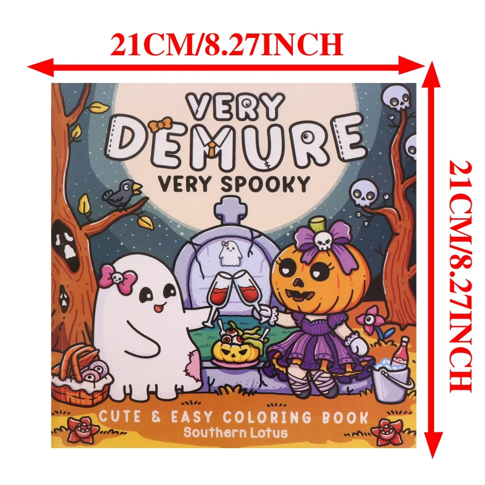2 Pack Spooky Cute Halloween Coloring Books for Adults & Teens, Cozy Ghost & Pumpkin Coloring Pages, Cute & Easy Stress Relief A