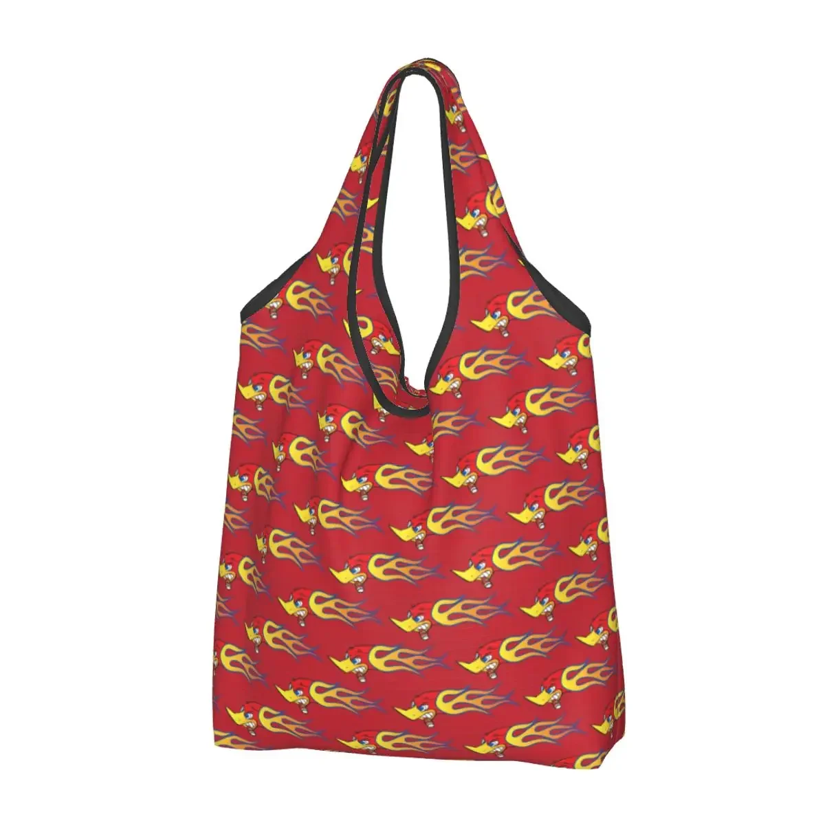 Custom Recycling Cartoon Woody Woodpecker Animation Shopping Bag Women Tote Bag Portable Grocery Shopper Bags