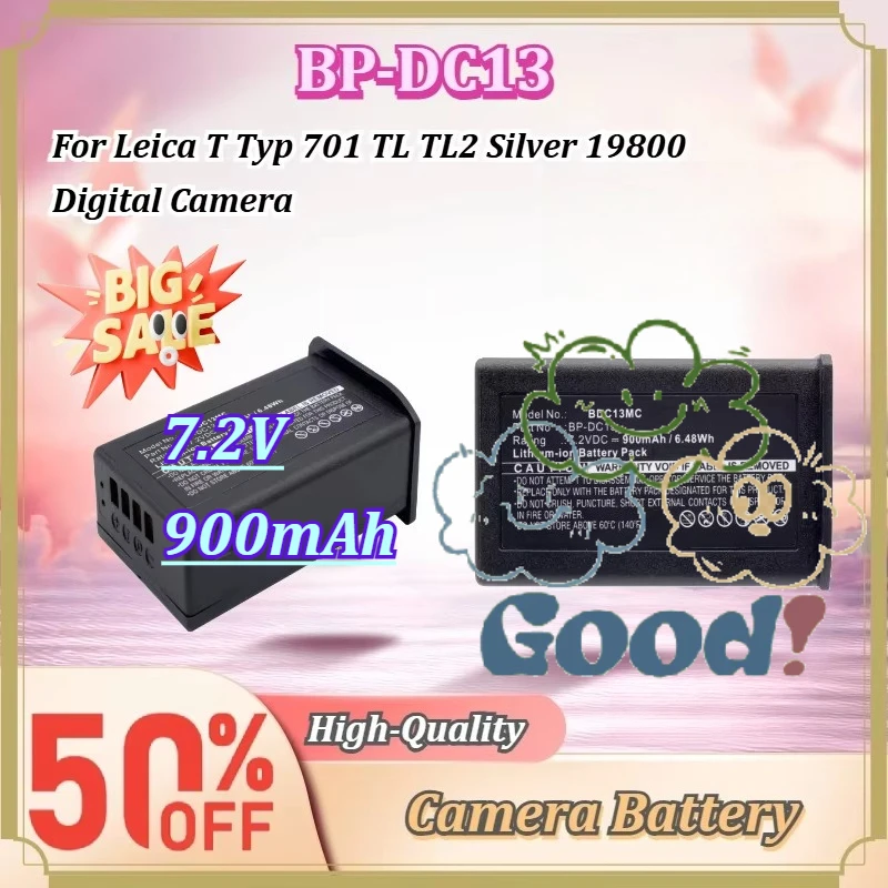 For Leica T Typ 701 TL TL2 Silver 19800 Digital Camera 7.2V 900mAh BP-DC13 Rechargeable Li-ion Replacement Battery