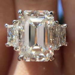 Inlaid Square Zircon Ring Ladies Engagement Wedding Anniversary Ring Personality Jewelry