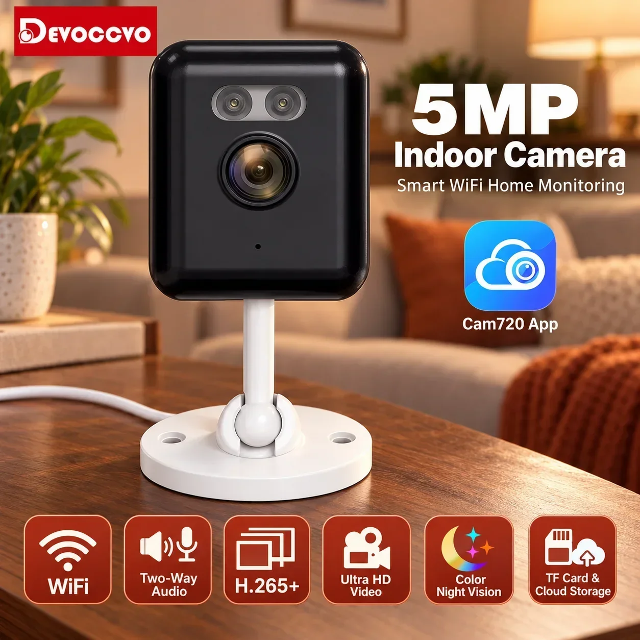 5MP Indoor Mini Video Surveillance Camera Wifi Wireless Security CCTV Camera Motion Detection Smart Baby Monitor Cam 2 Way Audio