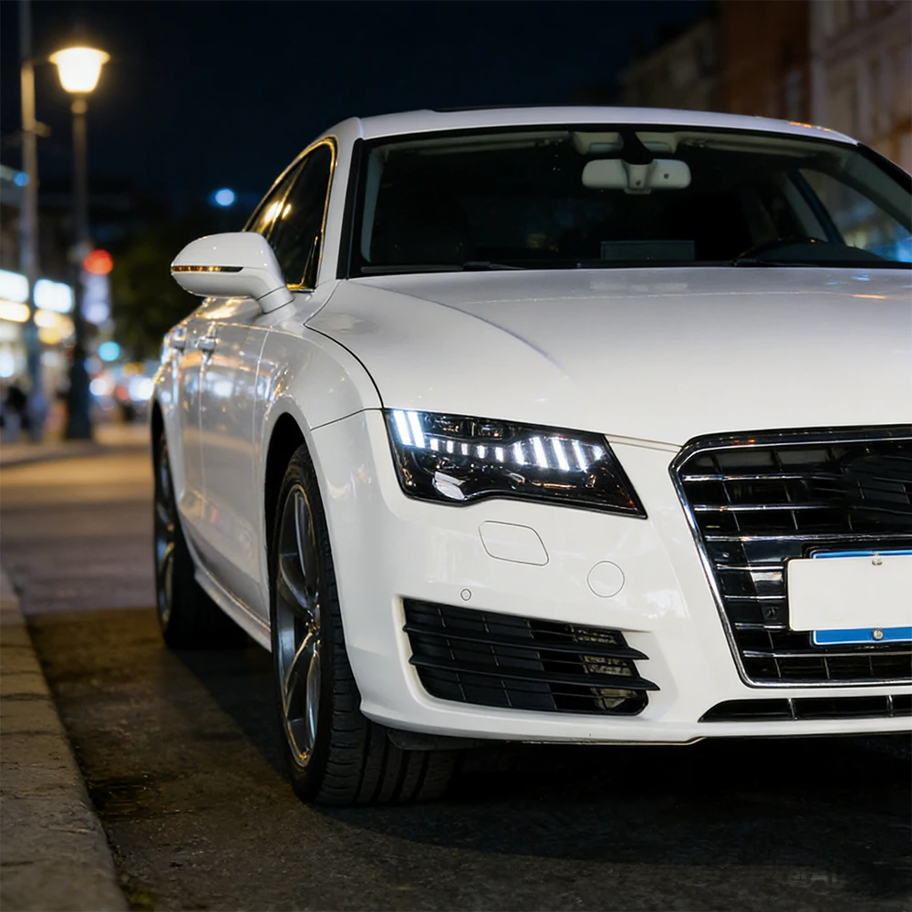 For AUDI A7 2011-2014 Car Headlights Assembly Modified New Style RS7 DRL LED Streamer Turn Projector Dual Lens Tool Accessories