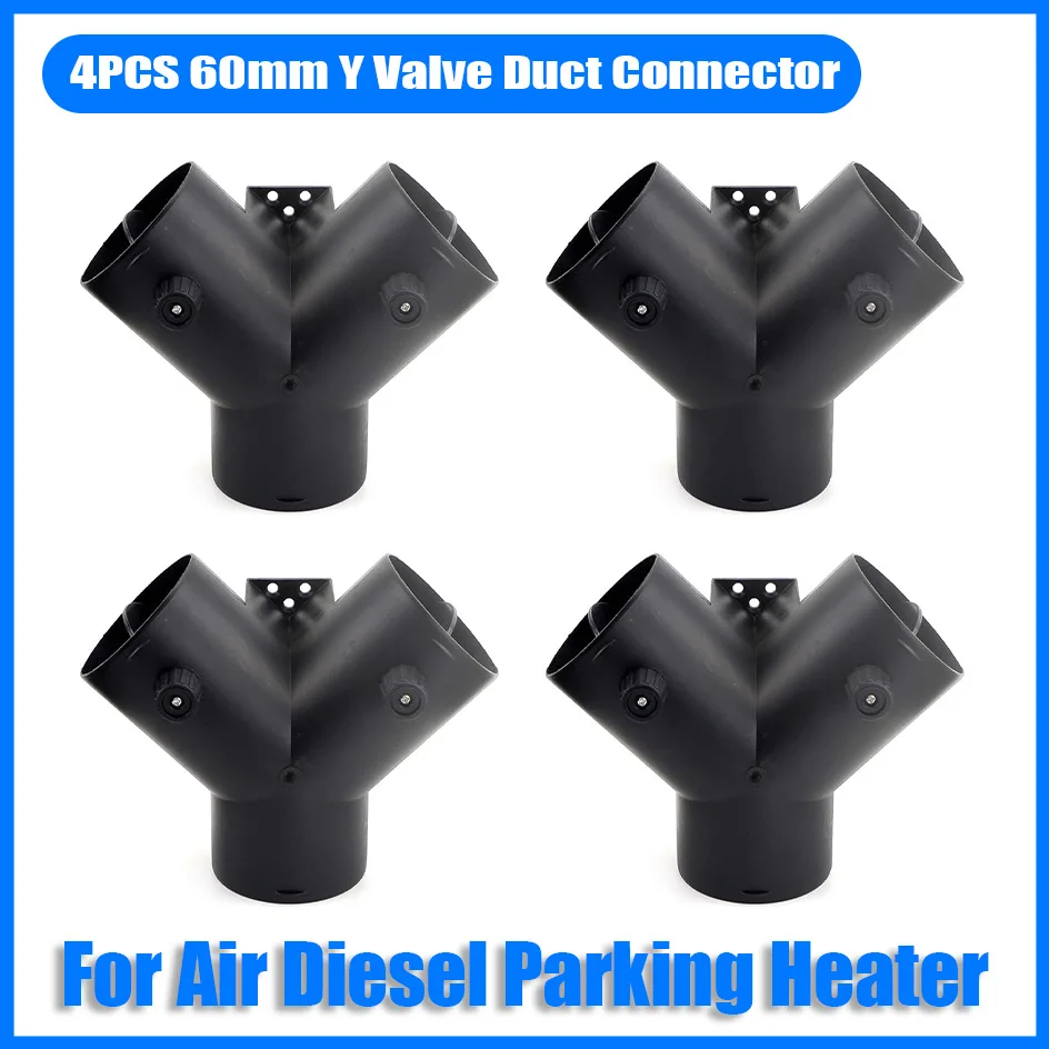 4X 60mm 2 Vavles Flap Adjustable Air Diesel Heater Vent Ducting Y Branch Splitter Exhaust Pipe Joiner Connector For Van Camper