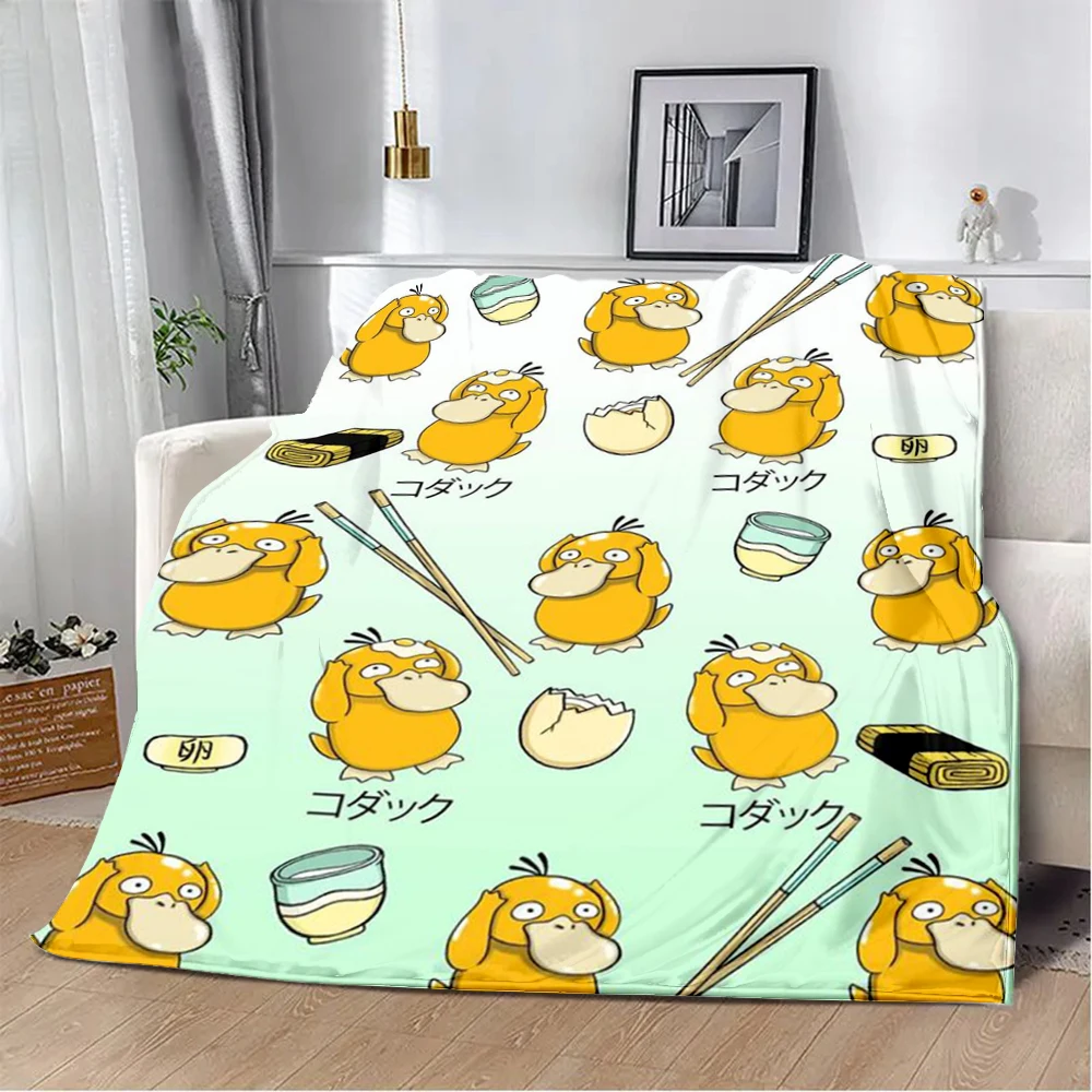 

Cute Cartoon Psyduck Printed Blanket Picnic Blankets Warm Blanket Soft and Comfortable Blanket Home Travel Birthday Gift