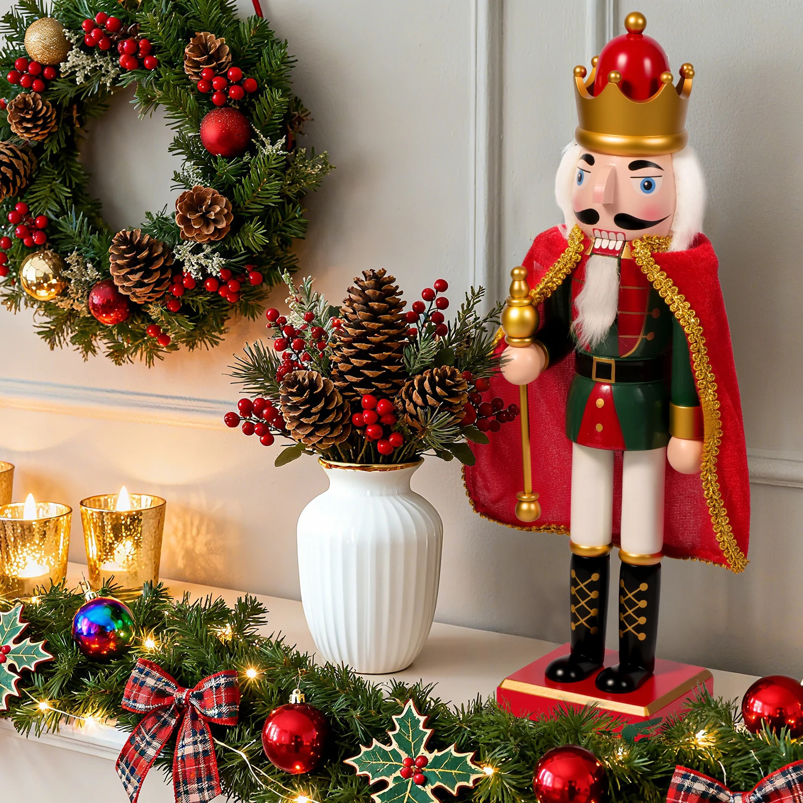 دمية جندي خشبية على شكل كسارة البندق الحرفية لجامعي عيد الميلاد، زخرفة أنيقة لسطح المكتب وهدية تزيين المنزل في العطلات