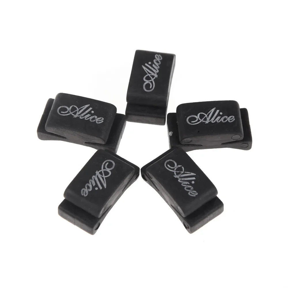 SET Alice A010C Black Rubber Guitar Pick Holders Headstock Fixing Contain 5PCS For  Bass Ukulele  Strings Accessories