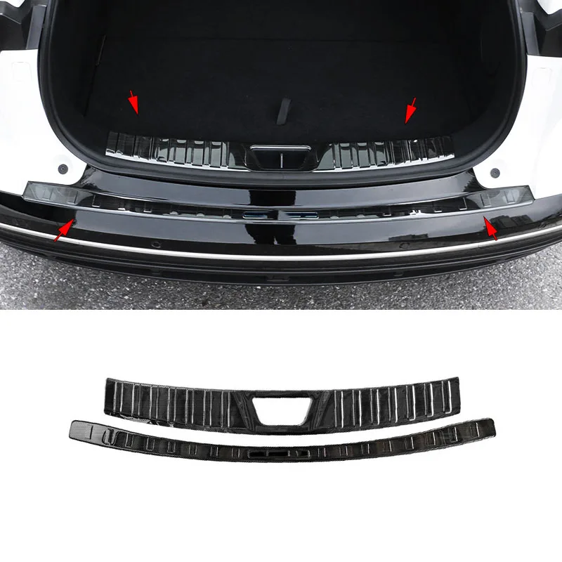 

FIT FOR Mazda EZ-6 6E 2025 2026 2027 Stainless steel black Rear Trunk Inside outside Bumper Protector cover sill guard Trim 2PC