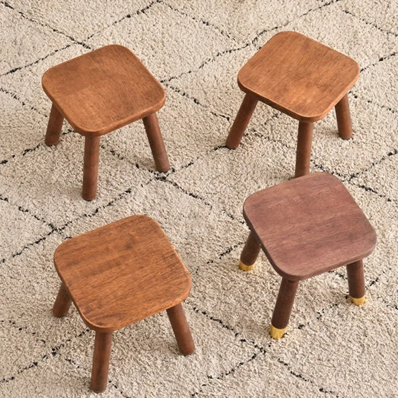 

All Solid Wood Small Stool Portable Household Children's Low Stool Wooden Bench Chair Living Room Stool Cool Board Chair