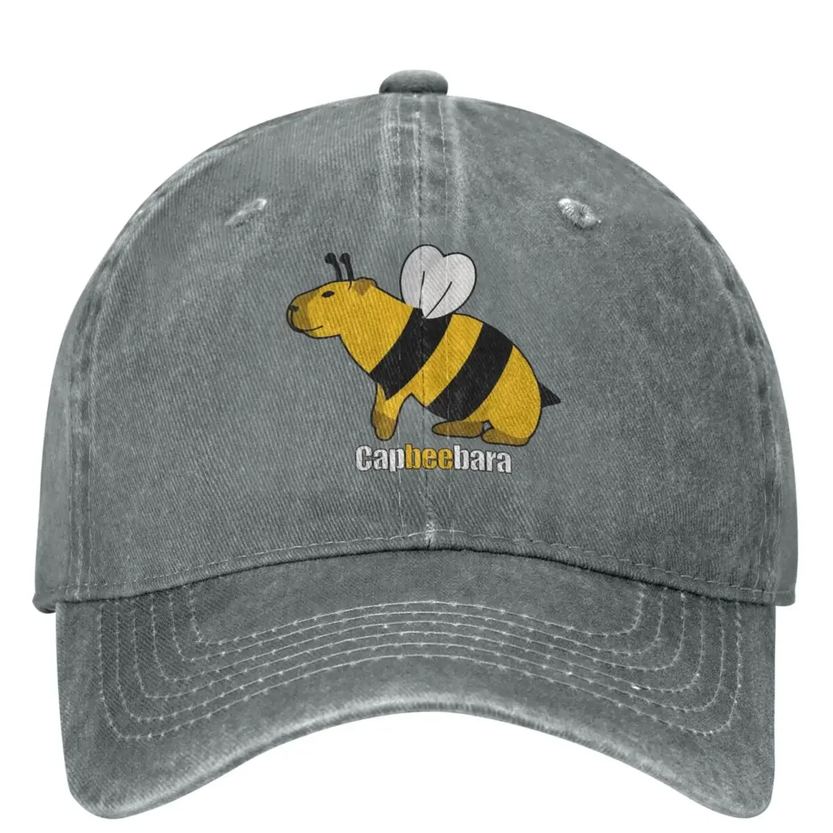 Fashion Capybara Bee Baseball Caps Unisex Distressed Denim Sun Cap Parody Capybaras All Seasons Travel Adjustable Caps Hat