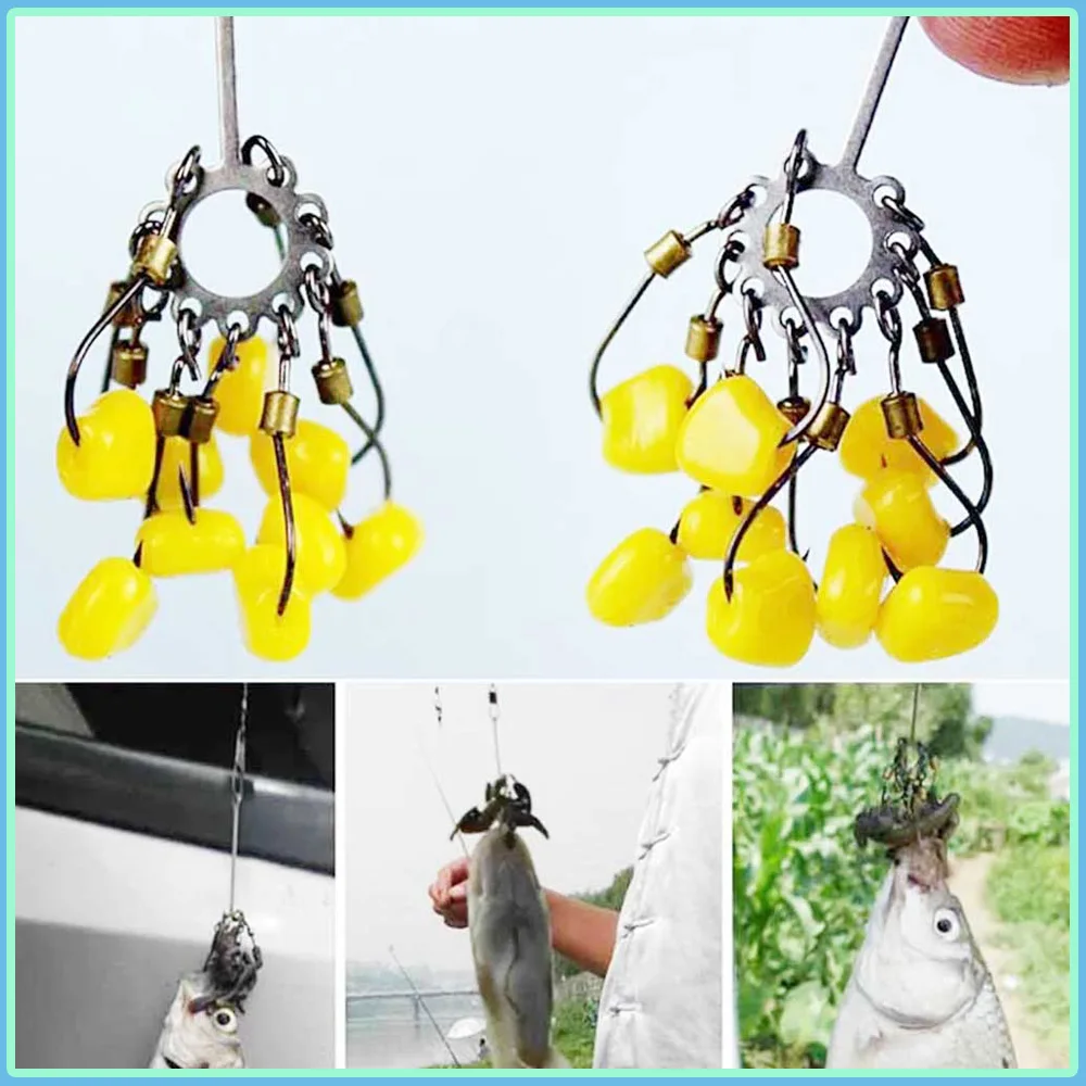 

1pc Carp Fishing #4 #6 #8 #10 Multi Hook Carbon Steel Fishing Baits Explosion Sharp Hook Tackle Jig Fishing Tool Accessories