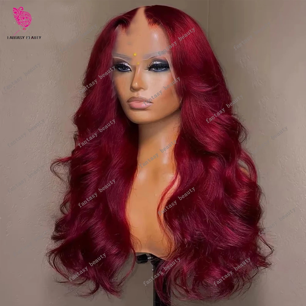 

Burgundy 99J U Part Wigs Glueless 100% Human Hair Wig Wine Red V Part Wigs Full 200Density Wave Cheap Remy Hair for Black Women