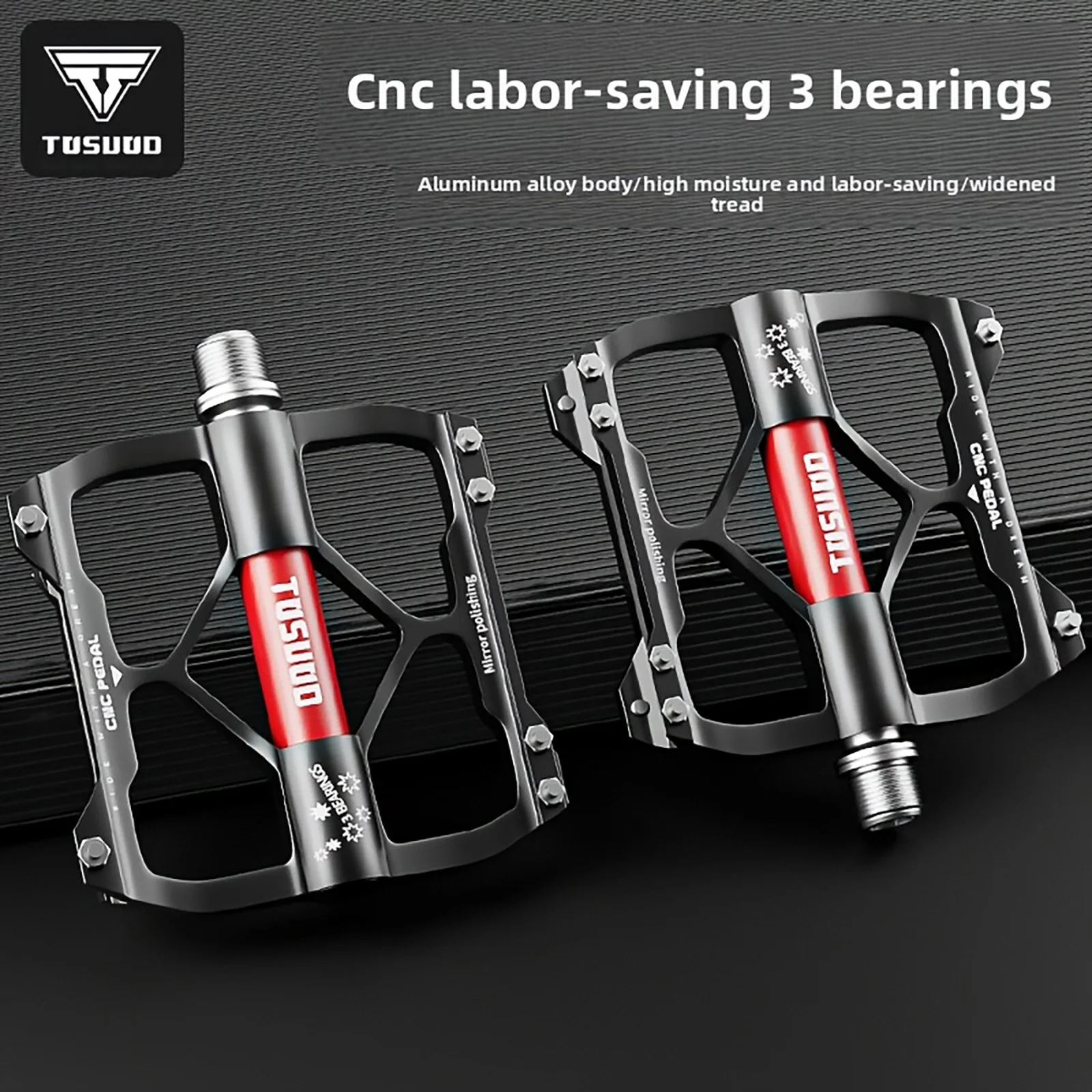 

TOSUOD Ultra Wide Mountain Bike Pedals CNC Machined with Sealed Bearings & Steel Pins, Non-Slip Lightweight Bicycle Pedals for M
