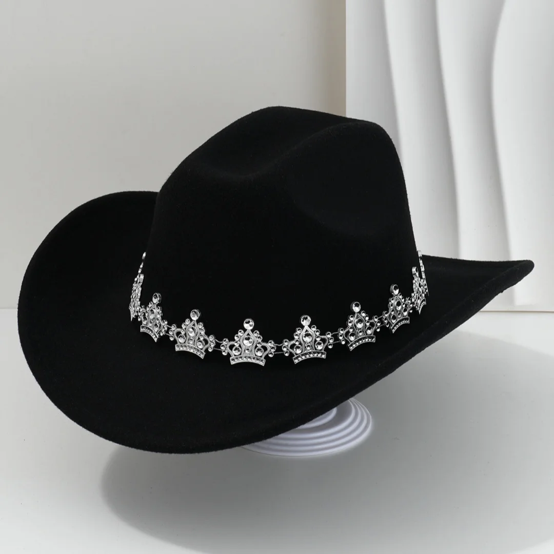 

HongLuan Western Black Disco Ковбойская шляпа Белая женщина со стразами - ковбойские аксессуары и деревенские ковбойские шляпы для взрослых женщин