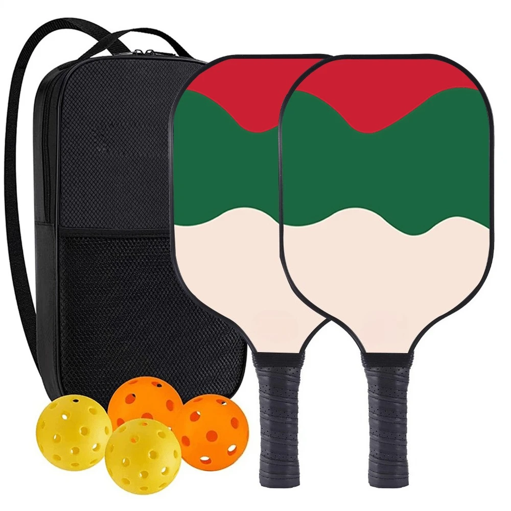 

Pickleball Paddle Set 2PCS with Balls and Bag Fiberglass Rackets Lightweight Non-Slip Grip for Beginners Outdoor Play