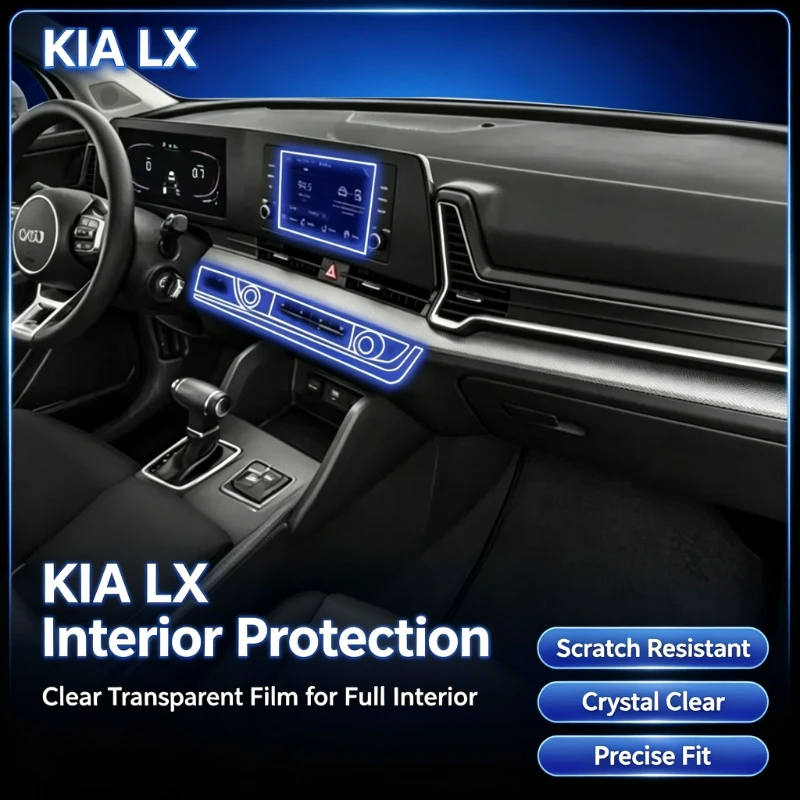 For 2023 Kia LX Navigation LCD Screen Protector; Center Console Gear Shift Protector; Car Interior Protective Film Modification