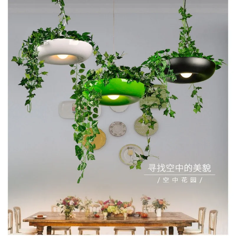 

Modern circular LED hanging light with artificial leaves, perfect for living rooms, dining rooms, kitchens, or bar lamps