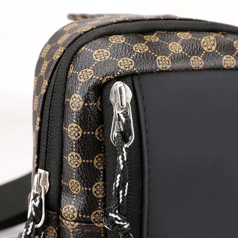 Casual Business Schulter Tasche für Männer PU Leder Umhängetasche Breiten Gurt Umhängetaschen Plaid Designer Männlichen Sling Taschen – Detail 9