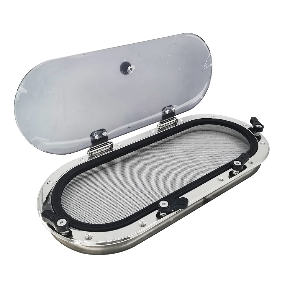 

ISURE MARINE Boat Porthole Window, 22x9.8in Internal Opening Proof Stainless Steel Hatch Portlight for Boat/Yacht/RV