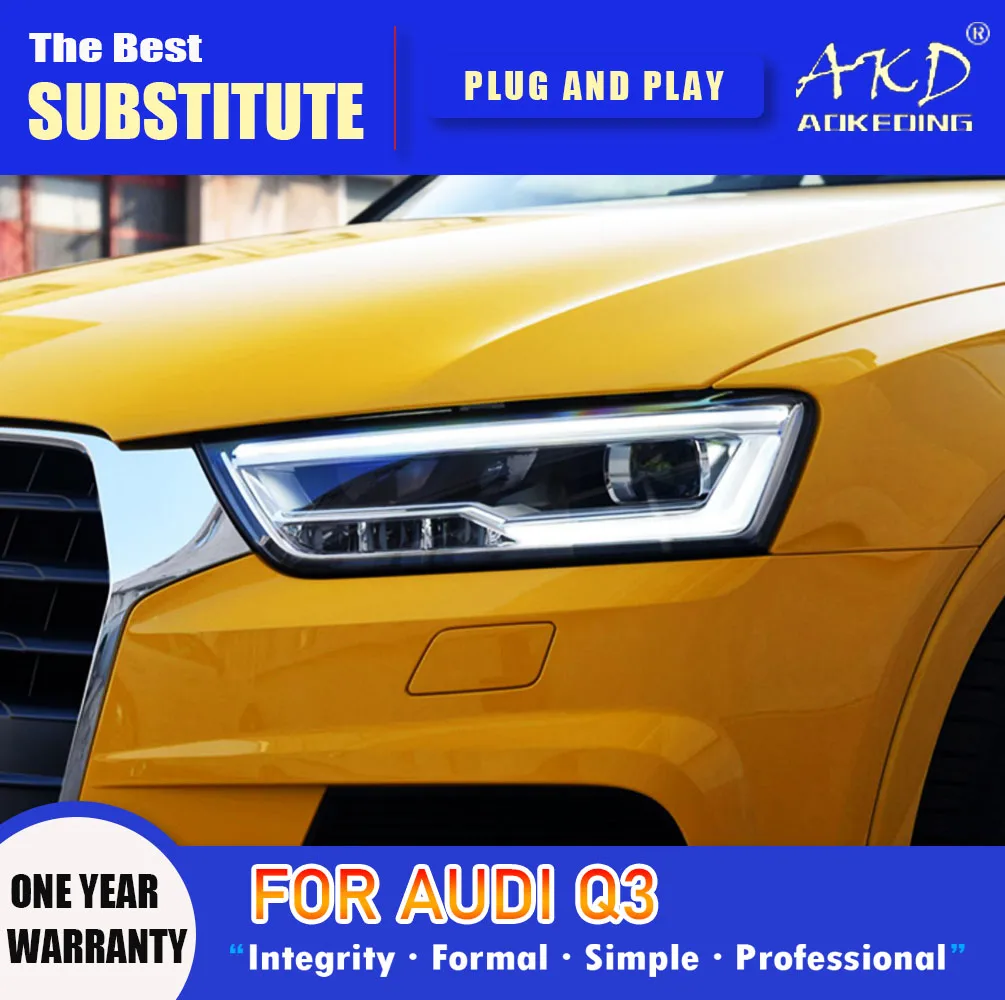 AKD Head Lamp for Audi Q3 LED Headlight 2016-2018 Headlights Q3 DRL Turn Signal High Beam Angel Eye Projector Lens