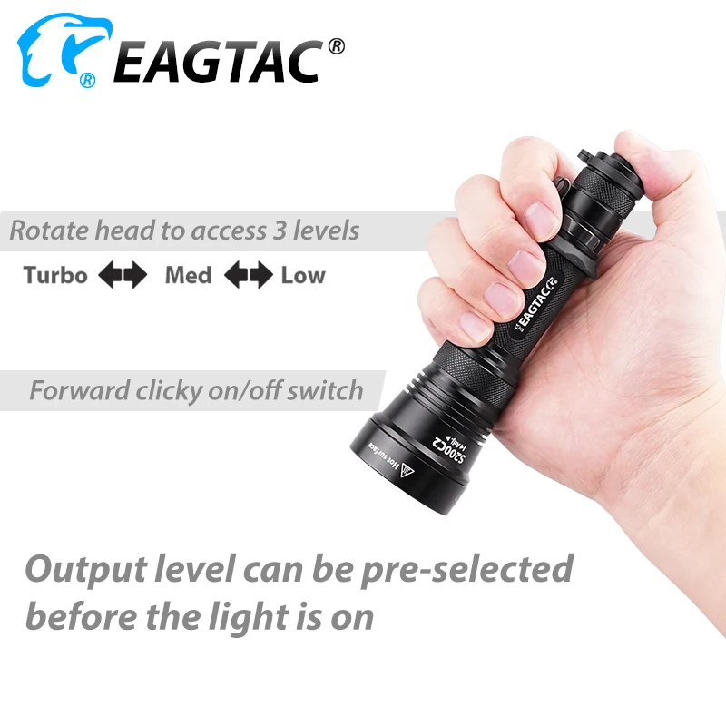 EAGTAC S200C2 XML2 SFT40 1278lm LED Flashlight Police Lantern Light 18650 CR23A Battery 395NM UV XPL HI Long Throw Hunting Torch