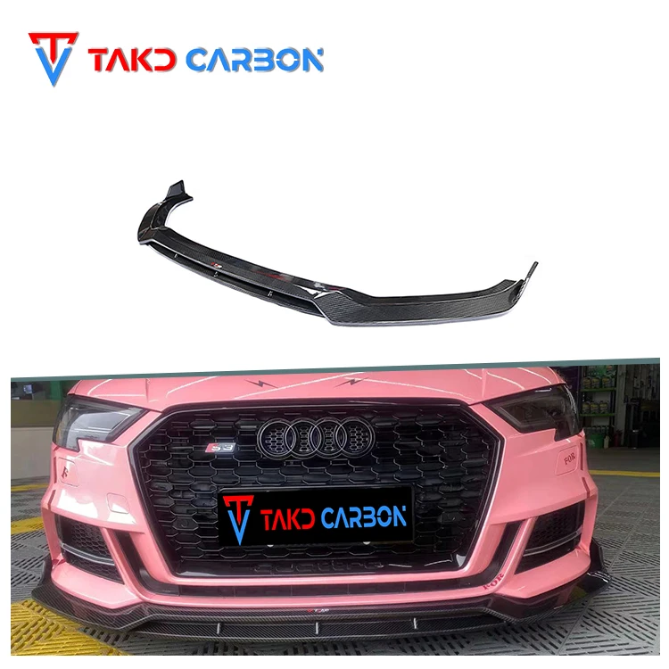 All Dry Carbon Fiber Car Front Bumper Lip Car accessories For Audi A3 S3 2017-2019