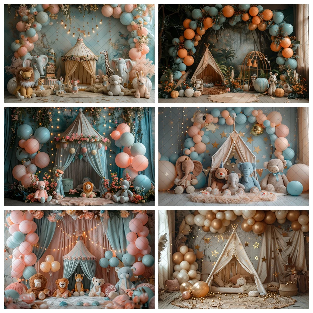 

Indoor tent small animal background carnival baby shower birthday party cake smash decorative background photography studio