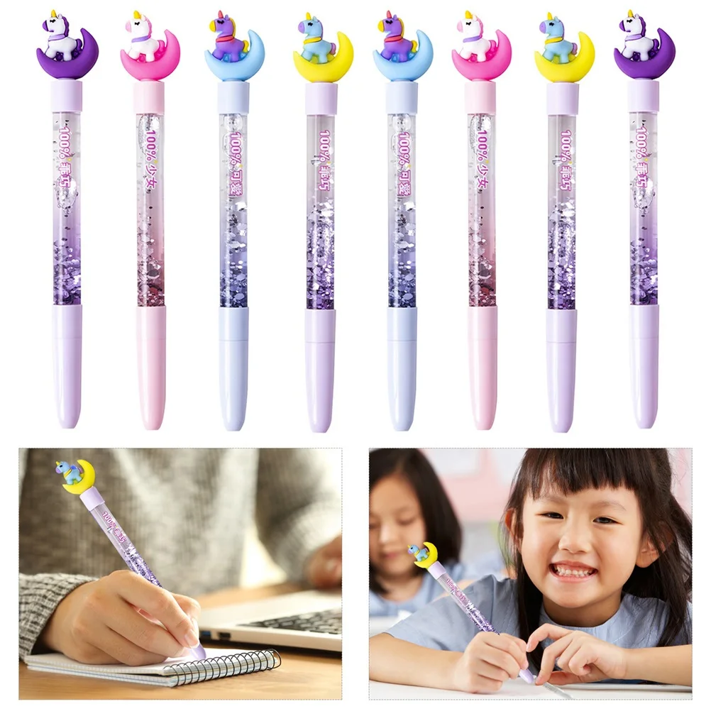 8 قطع من جل Kawaii للكتابة السلس باللون الأسود لمستلزمات امتحان المدرسة والمكتب، أقلام جل منزلية متعددة الوظائف للكتابة #5