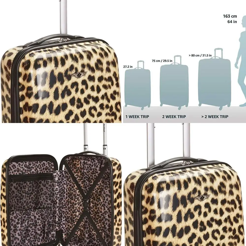 

Жесткий чемодан Spinner с леопардовым принтом 20, от Rockland Safari