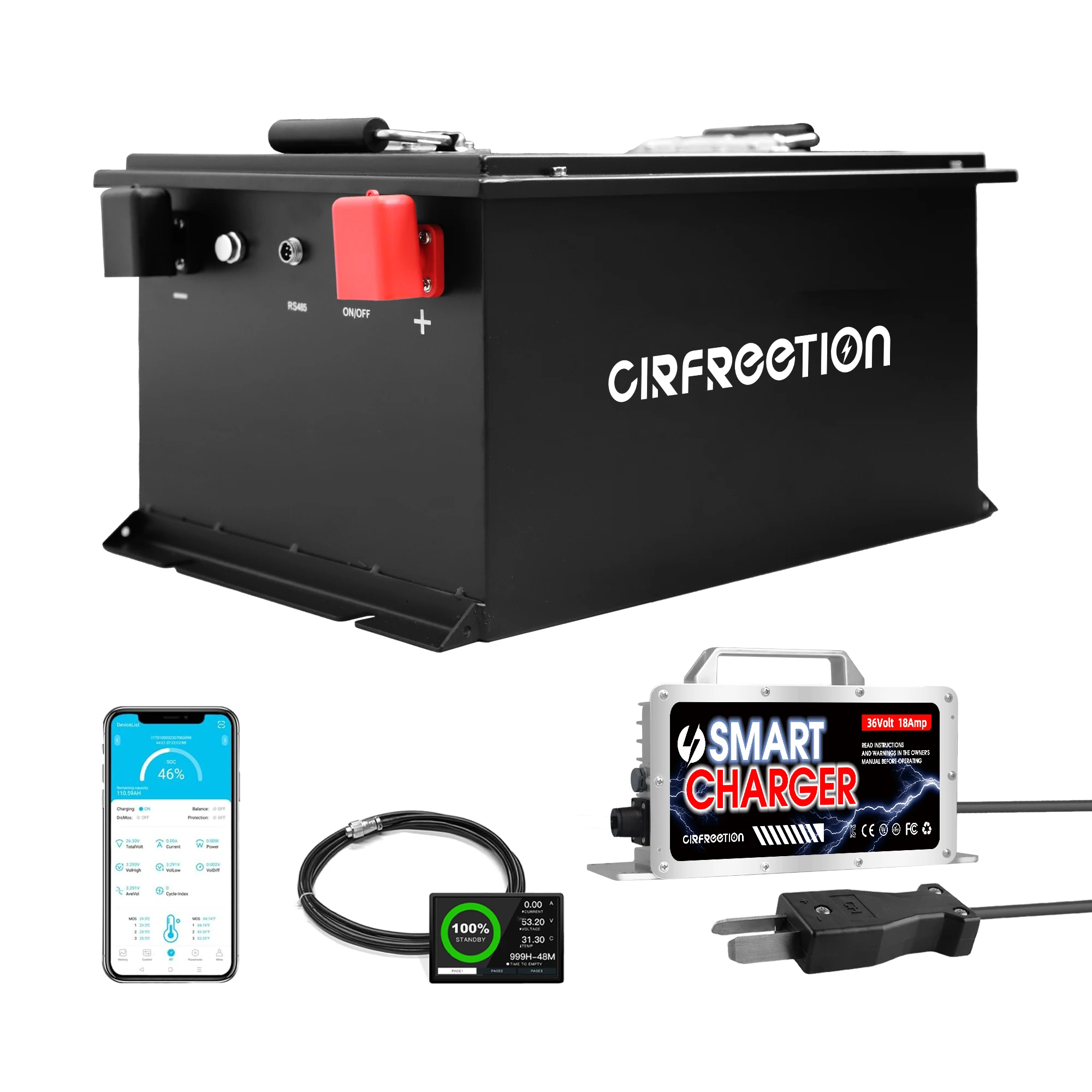 36V 105Ah LiFePO4 Lithium Battery with Fast Charger for Yamaha G1 G2 G3 G5 G8 G9 G14 G16 Golf Cart