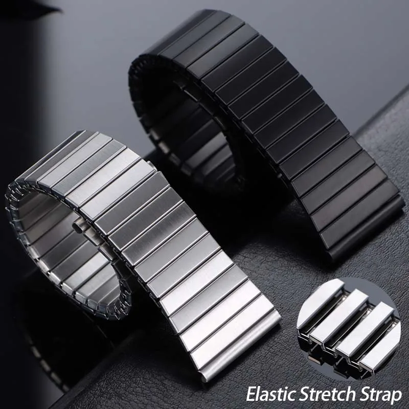 Pulseira de metal elástica de expansão 20mm para huawei para galaxy watch 3 45mm faixa de relógio de aço inoxidável elástica acessórios universais