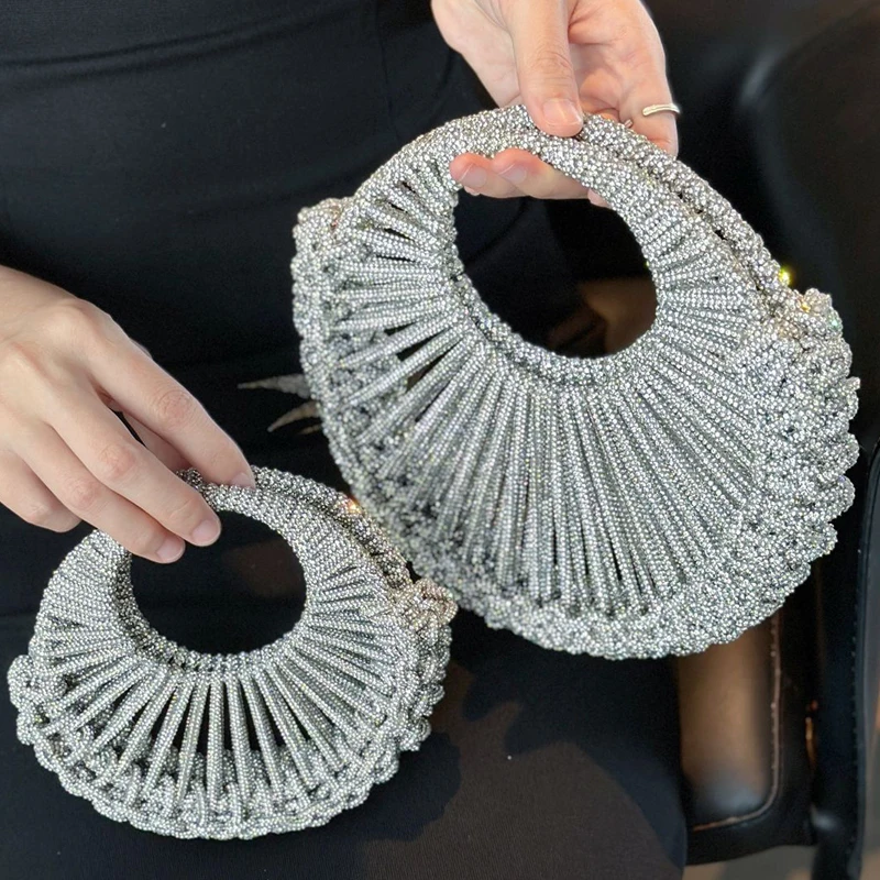 

Hollow Evening Bags For Women Luxury Designer Handbags And Purses 2026 New In Shiny Imitation Diamond With Inner Pocket Shoulder