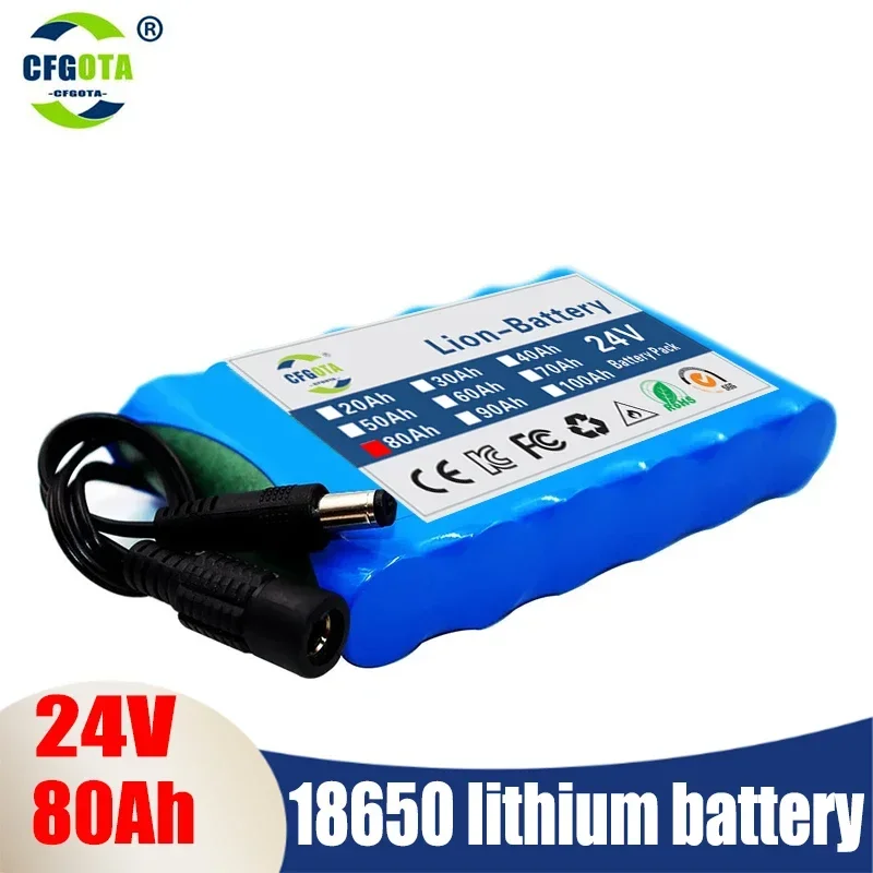 24V 80Ah 25.2V 6S1P 18650 Li-Ion battery pack lithium batteries for electric motor bicycle ebike sccooter toys drill