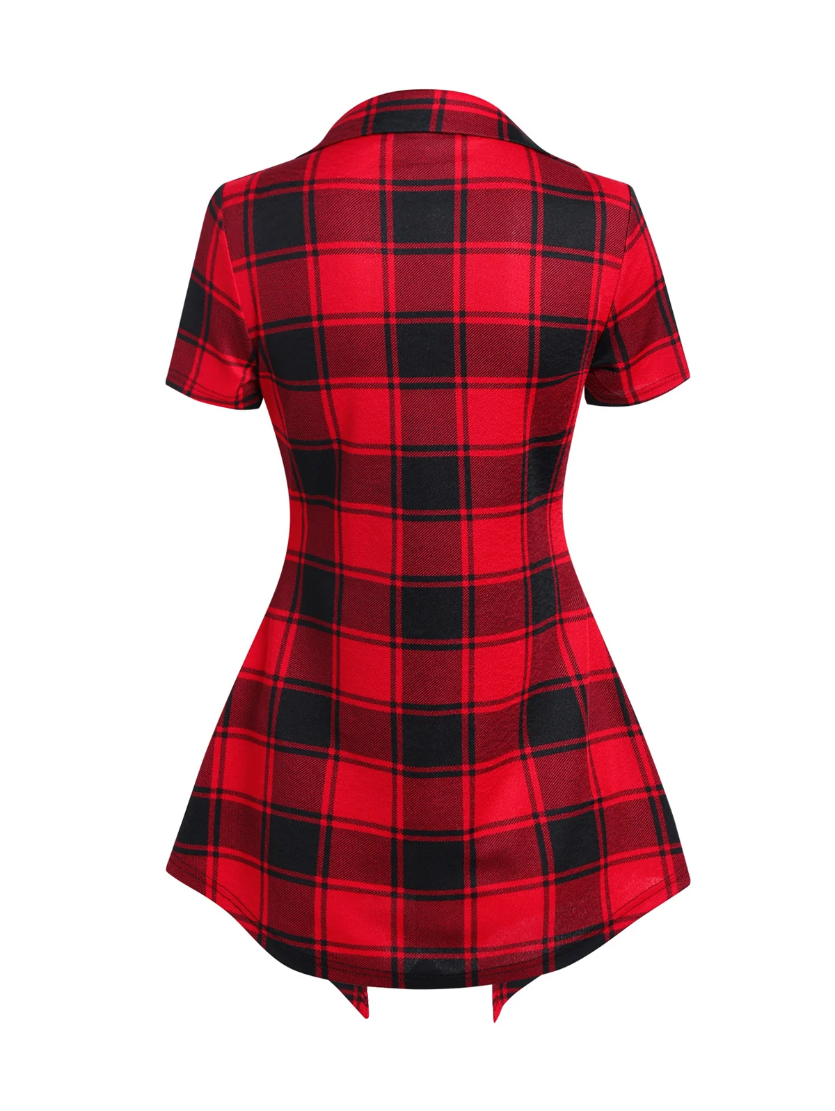 Dressfo 2024 Womens 2 in 1 Shirts Casual Faux Twinset T Shirt Crisscross Plaid Print Mock Button Turn Down Collar Summer Tee