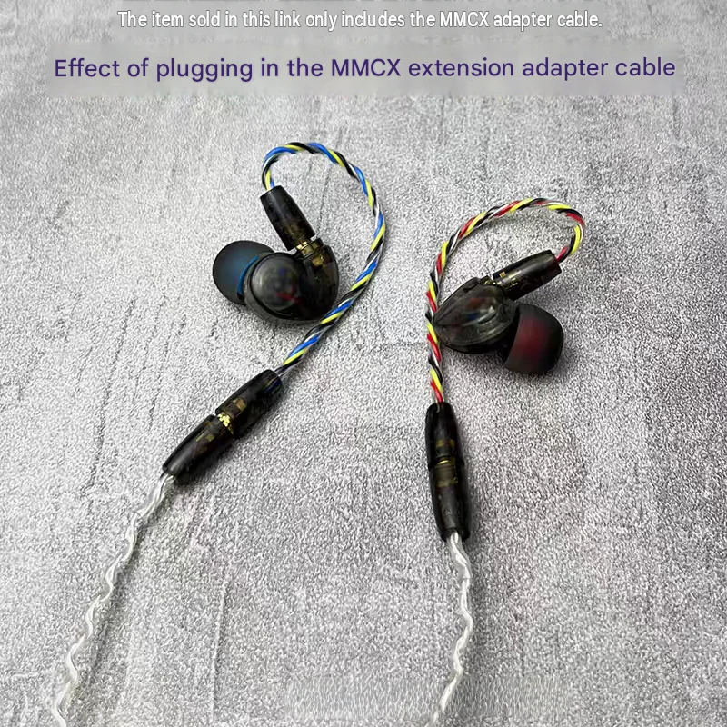 Silver‑Plated Single Crystal Copper MMCX Extension Adapter Cable, Vertical Female Socket to Over‑Ear Expanded Male Plug for IEM