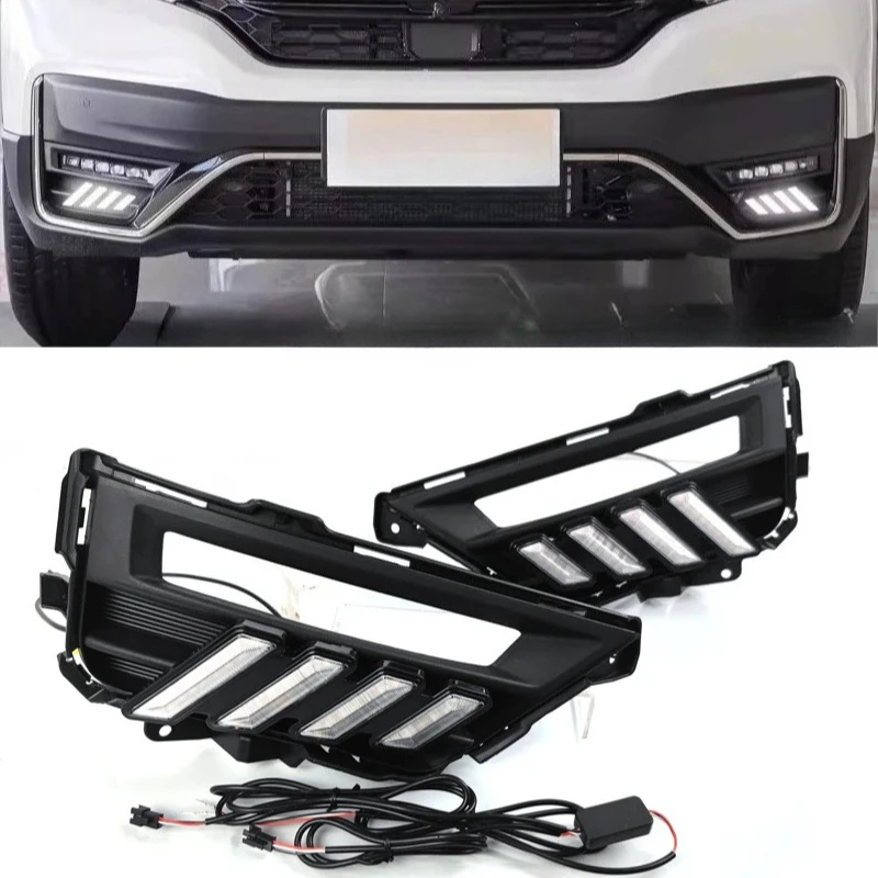 

DRL For Honda CRV 2020-2022 High-End Daytime Running Light Modification Driving Yellow Dynamic Turn Signal Light 12V Daylights