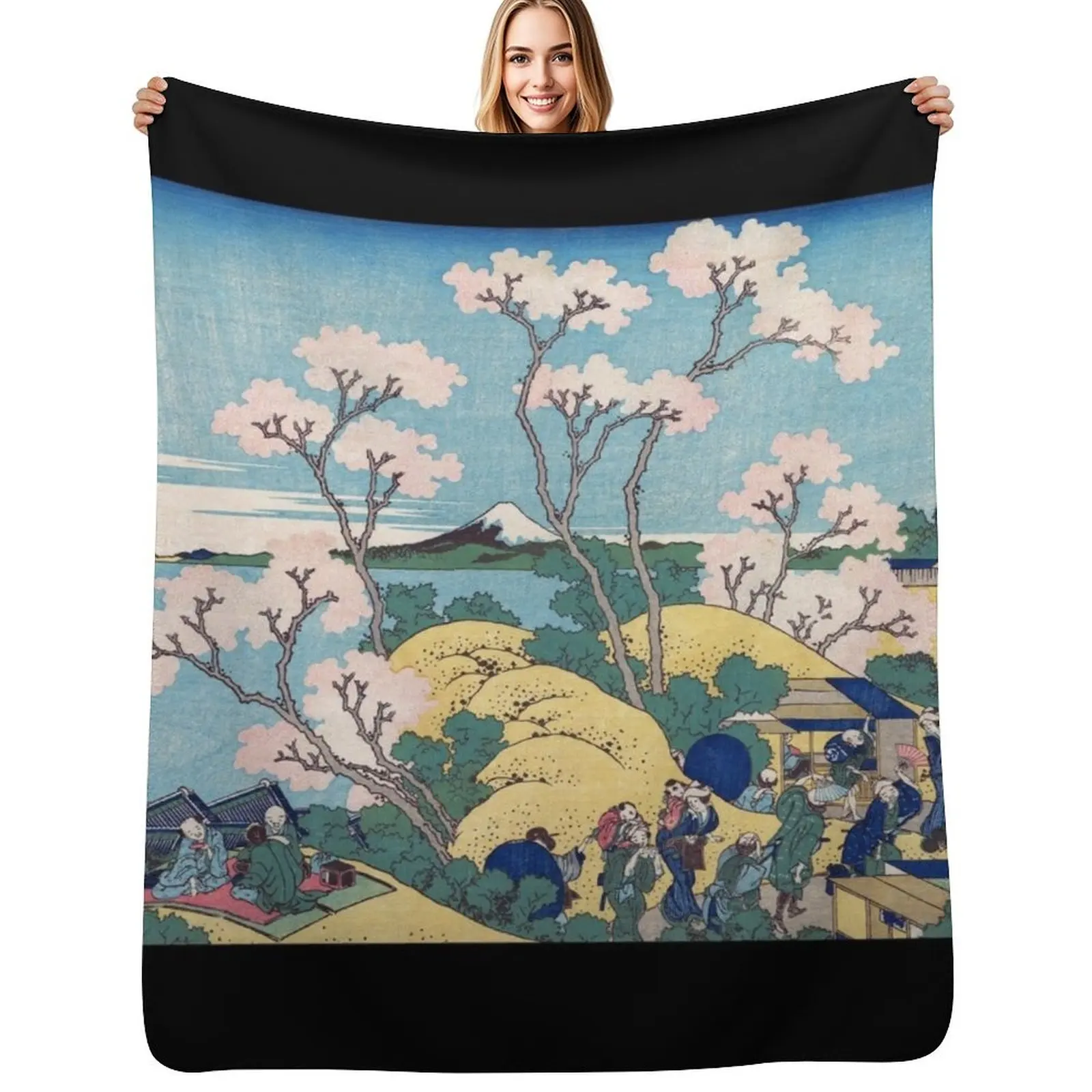 

Fuji from Gotenyama on the Tōkaidō at Shinagawa — Katsushika Hokusai Throw Blanket Beautifuls Vintage Softest Blanket